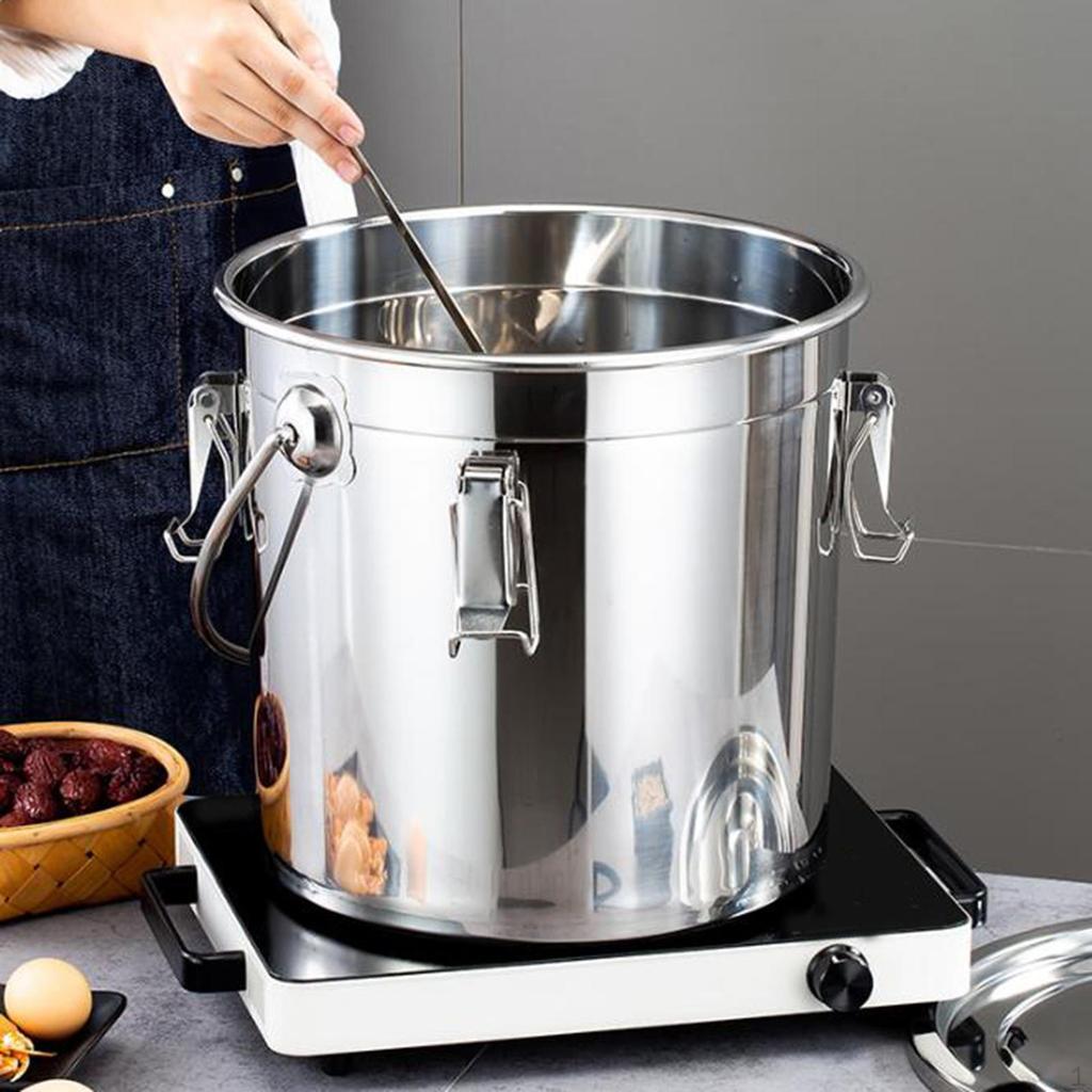Stainless Steel Sealed Bucket with Handle Easy Cleaning Kitchen Milk Pail Transport Container for
