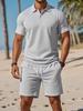 2025 Versatile Trendy Summer Short Sleeve Polo and Shorts Set