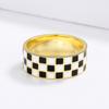 Klassischer Ring für Frauen, Tropfenöl, Schwarz-Weiß-Karo-Ring, Hochzeit, Brautschmuck, Fingerring, Party-Schmuck, Ring, Party-Schmuck, handgefertigter Emaille-Ring