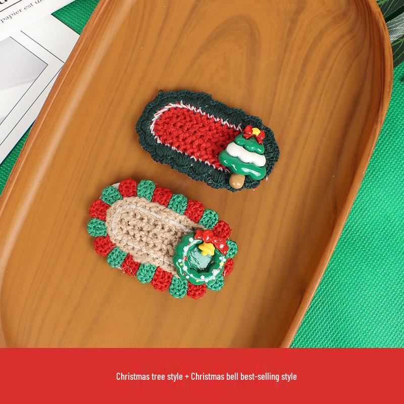 Handmade Knitted Christmas Hair Clips: Cute Santa Claus & Snowman Accessories for Adults and Kids