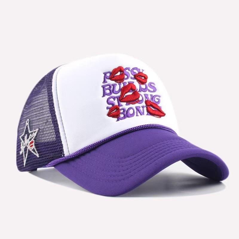 Red lip hat sun hat personality wide brim multi-color alphabet hat truck driver cap baseball cap