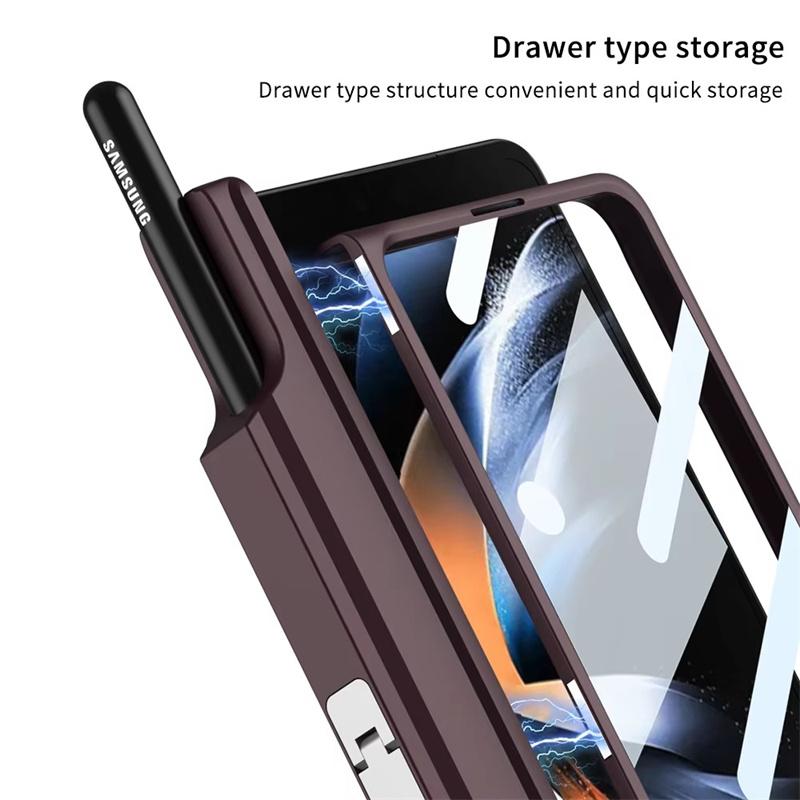 For For Samsung Galaxy Z Fold 7 6 5 4 3 5G Case Magsafe Wireless Charging Magnetic Hinge Pen Holder Stand Screen Protect Film Cover