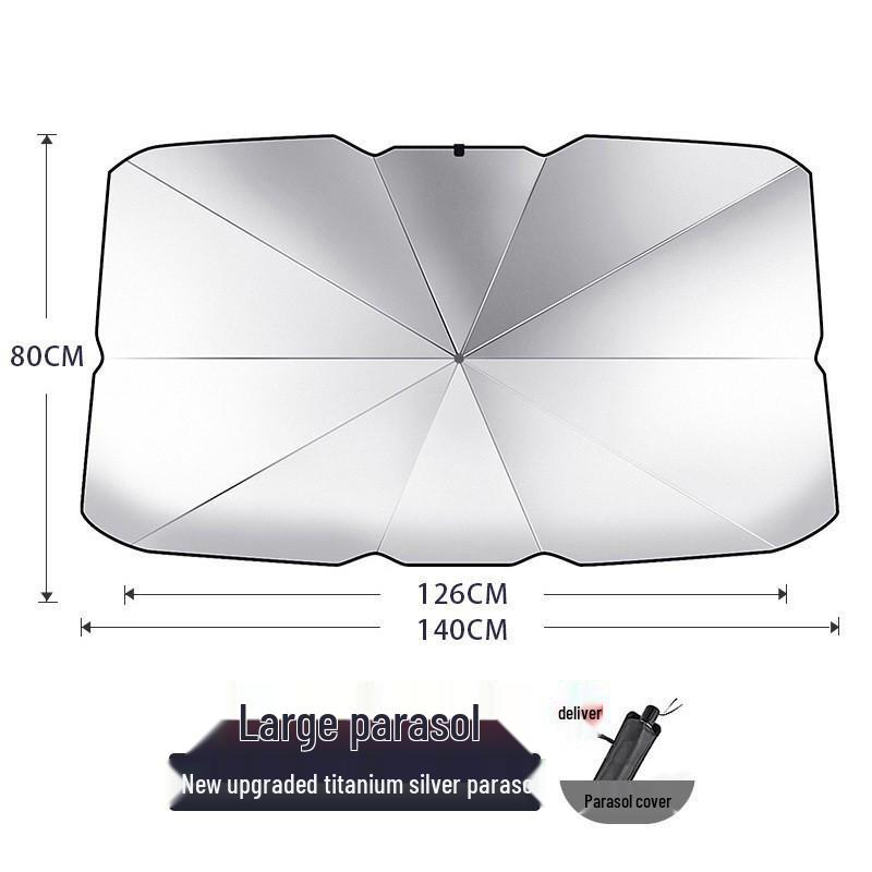 Umbrella-Style Car Sunshade: Folding Heat Insulation for Front Windshield
