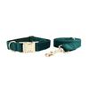 Green Velvet Christmas Pet Collar & Leash Set