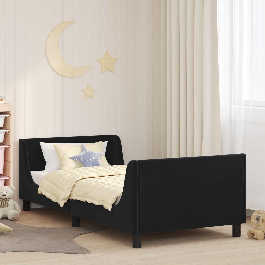 Kids Bed Frame with Headboard Black 80 x 200 cm Velvet