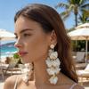 Colorful Fabric Flower Clip-On Earrings Petal Design Non-Piercing Earrings  Beach
