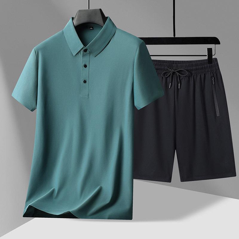 2026 New Summer Men's Polo and Five-Point Shorts Set for Middle-Aged & Elderly