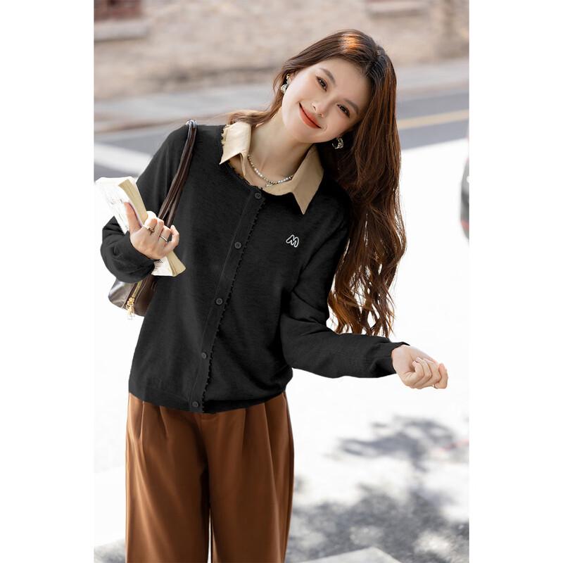 Mocana Women's Sweet Cartoon Embroidered Long Sleeve Knit Sweater