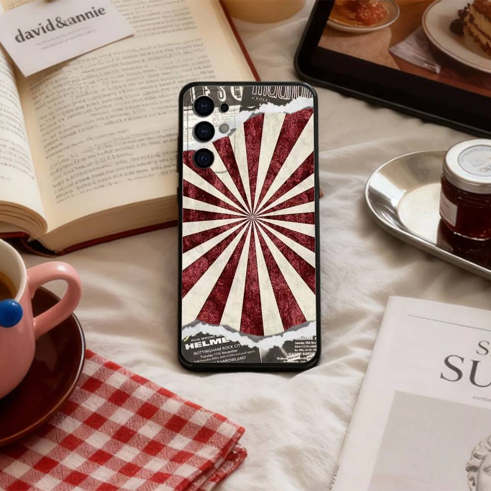 B-Burgundy W-White Stripe    Phone Case For Samsung S 25,24,23,22,30,21,10,9,Ultra,Plus,Lite,FE,4,5 G Soft Black Case