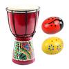 heizi Djembe Hand Drum, Folk Instrument with Maracas, Mini Percussion (Medium, 15cm Diameter, 30cm Height, 2 Egg Maracas)