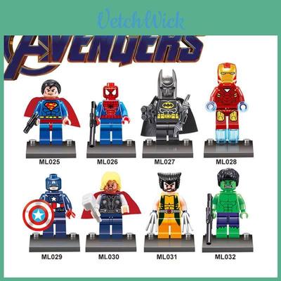 Wysokiej jakości plastik ABS Superbohaterowie Avengers Klocki Budowlane 8 Różnych Postaci W Jednym Zestawie