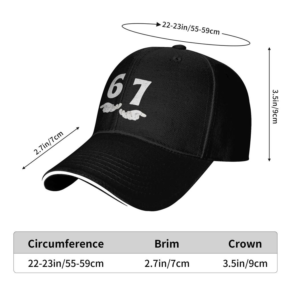 Funny 67 Meme With Hand Baseball Cap  Women Men Custom DIY Trucker Hat Summer Y2k Cute Running Hippie Sunscreen Baseball Caps