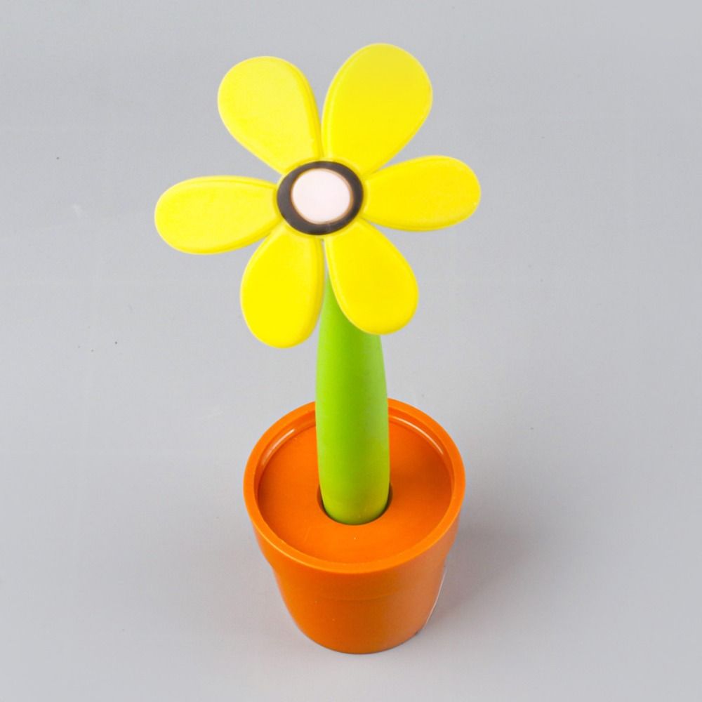 Soft Rubber Sunflower Bonsai Ballpoint Pen Cartoon Sunflower Ballpoint Pen Writing Signing Pen