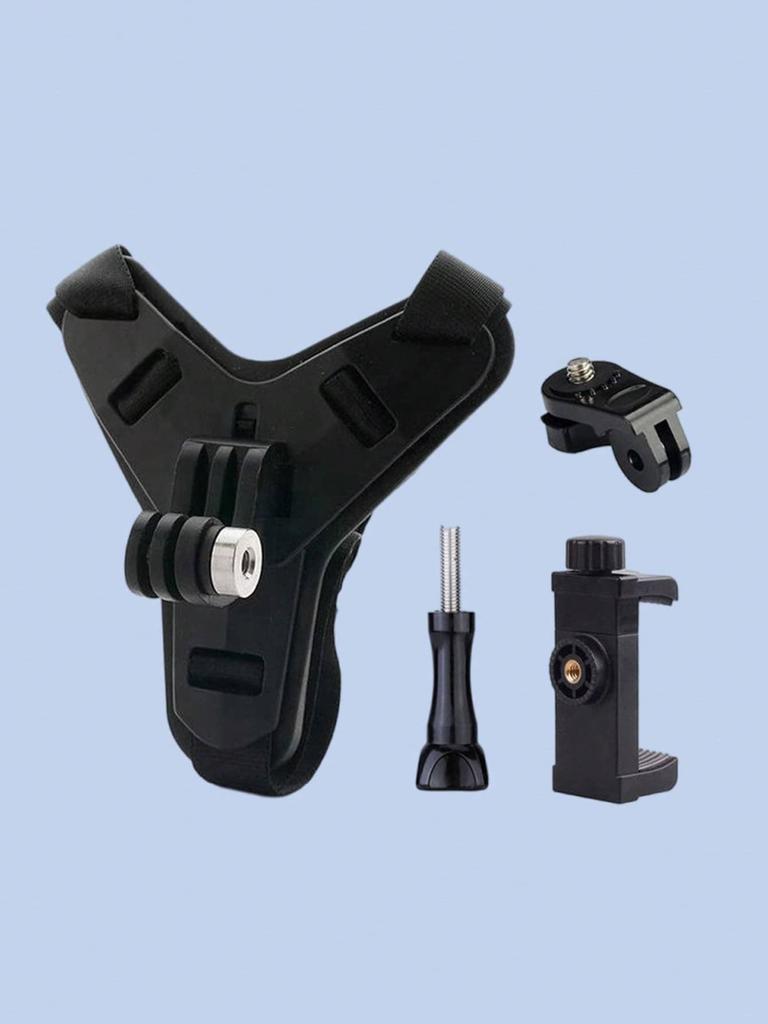 Universal Motorcycle Helmet Chin Mount - Integrated Action Camera Bracket, Quick-Release POV Shooting Mount