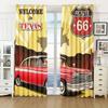Vintage Car Motorcycle Retro Traditional Car Printed Clackout Drape Children Boys Girls Bedroom Space Space Living Room Bedroom Space Space Curtain