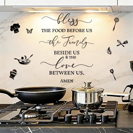 Kitchen Quotes Wall Sticker Removable PVC Wall Art Sign Peel And Stick Wall Decals for Dining Baking Room Bar Restaurant Home Decor