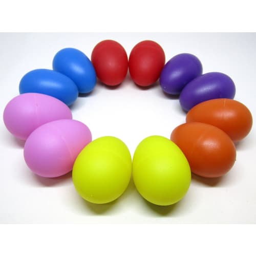 Set of 12 Egg Shakers in 6 Colors, Egg-Shaped Maracas, Educational Toy for Kids, Playtime Instrument, Includes Cleaning Cloth