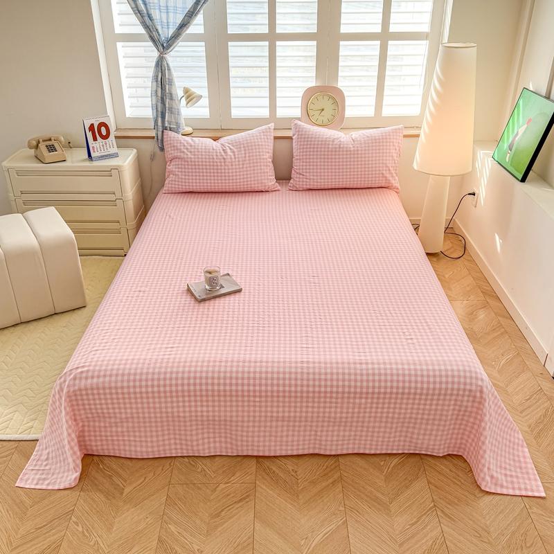 New Class A Yarn-Dyed Sheets Simple Solid Color Lattice Single-Piece Sheets Skin-Friendly And Soft