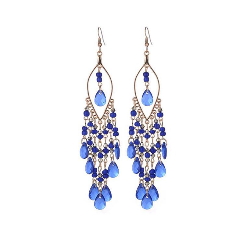 Long Jewelry Vintage Tibetan Multicolor Tassel Section Round Beads Women Dangle Earring Pendant Straight Hanging Earings Jewelry