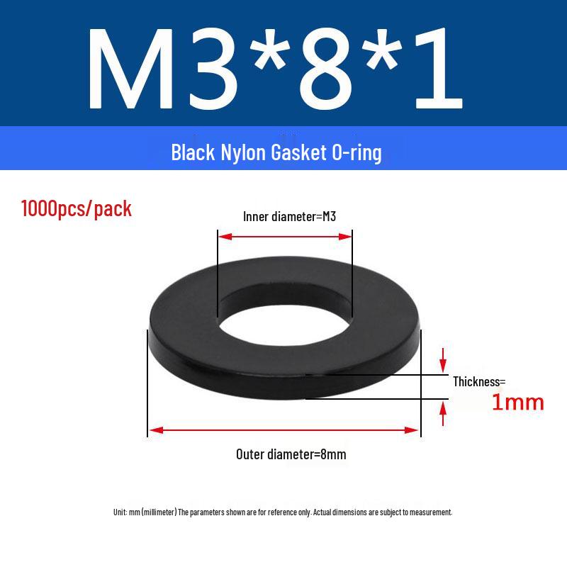 Schwarzer Nylon-Kunststoff Flache Unterlegscheibe Ring M2-M20