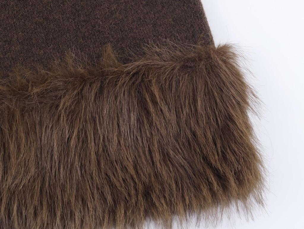 European & American Women's Fashion Faux Fur Patchwork Knit Jacket