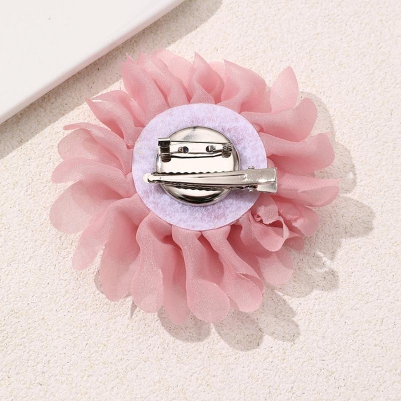 Camellia Shape Brooch Flower Theme Clothes Chiffon Breastpin for Loved Ones