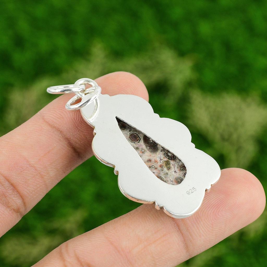 Daughters Day Sale Natural Birds Eye Jasper 925 Sterling Silver Bezel Pendant