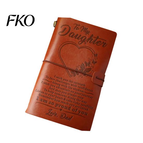 Collage Friendly Notebook Journal Notebook, Loose-Leaf Refillable Faux Leather Cover with Elastic Flexible Writing And Drawing Strap, C