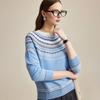 Damen High-End Fair Isle Jacquard Rundhals Wollpullover