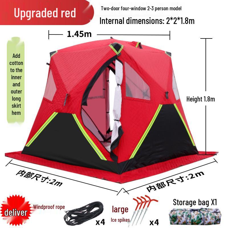 Instant Open Fully Automatic Winter Fishing Tent - No Assembly Needed, Thickened for Warmth and Cold Protection, Ideal for Camping and Ice Fishing.