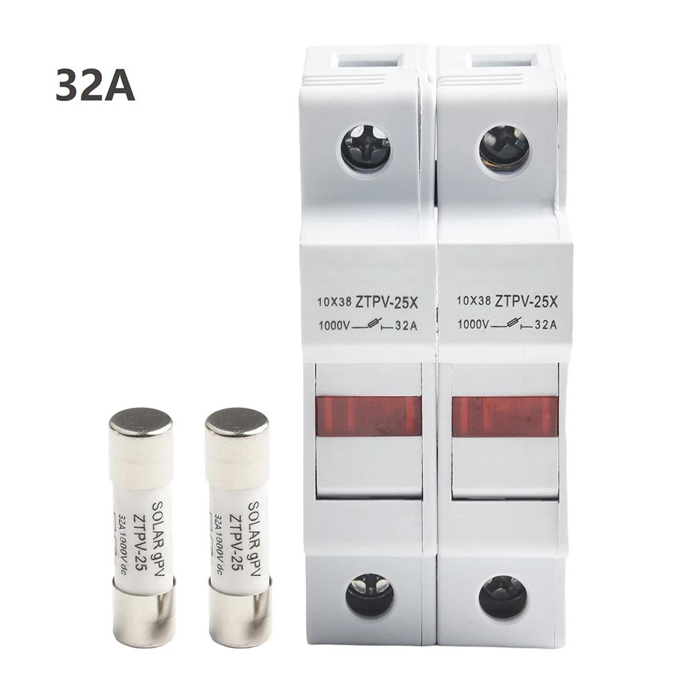 

2P Fuse Holder Solar With LED 1000V DC Fuse 10x38 Mm For Solar Panels Solar PV Base Photovoltaic System Protection Protector