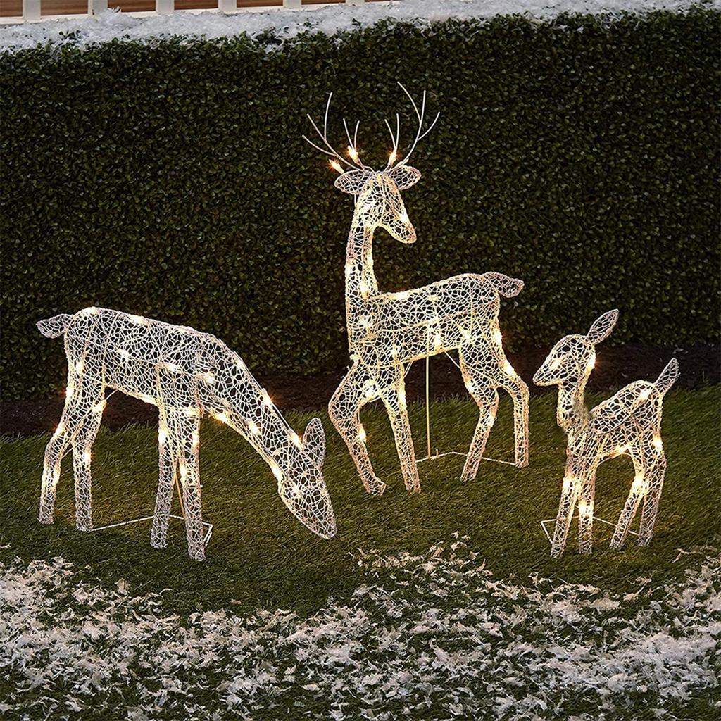 Lighted Christmas Reindeer Water Resistant Light Up Decoration for Garden Outdoor Standing Elk Ornament for Yard Lawn Battery