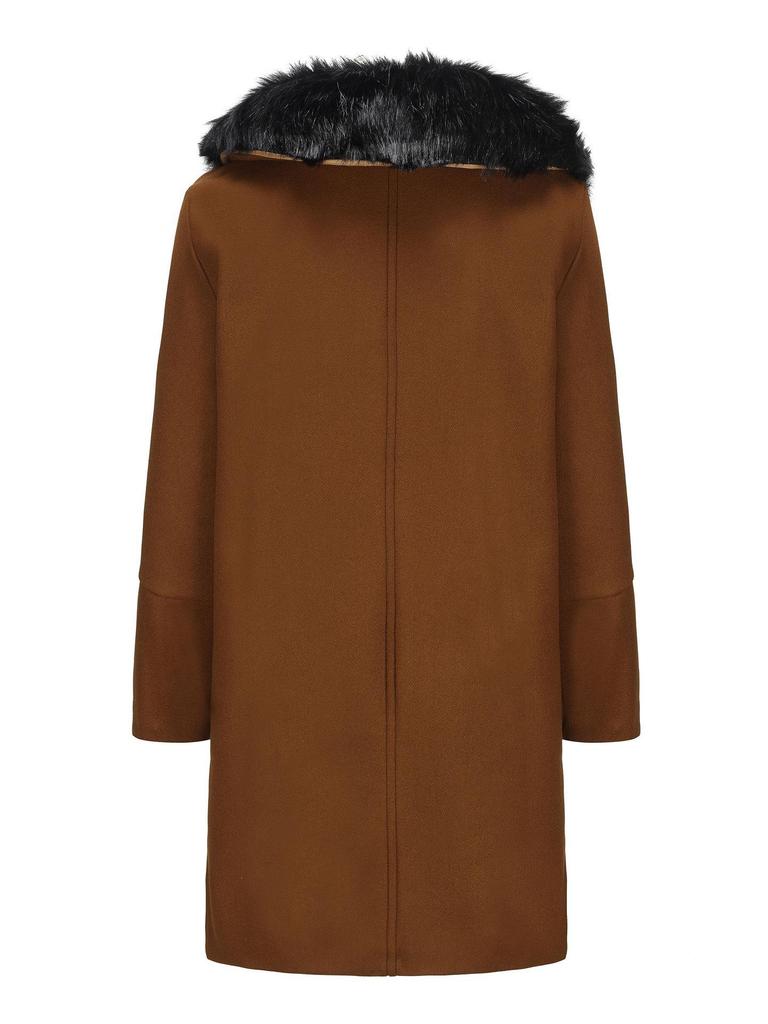 Men's Plus Size Double-Breasted Fur Collar Wool Coat