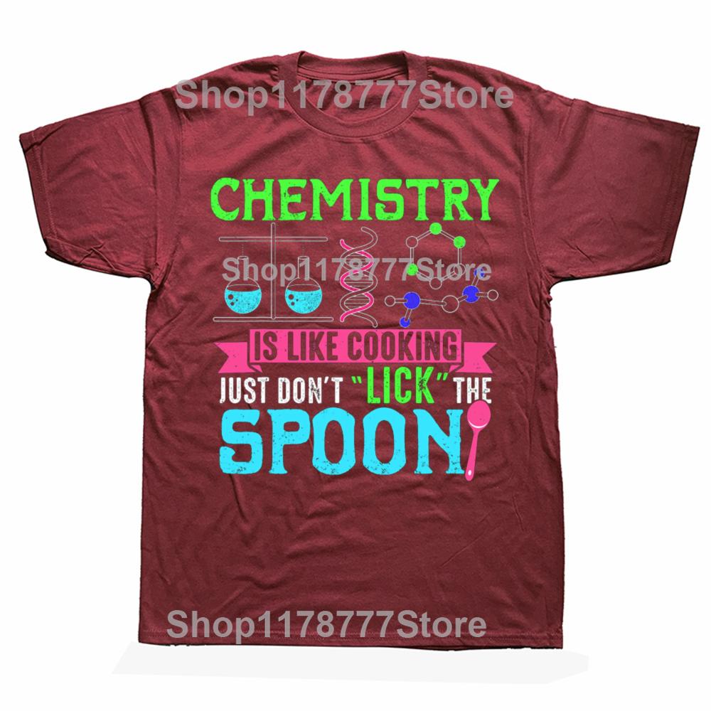 Chemistry Like Cooking Dont Lick Spoon Shirt Funny Science T Shirts Birthday Gifts Men Fashion Casual Loose Oversized T Shirt