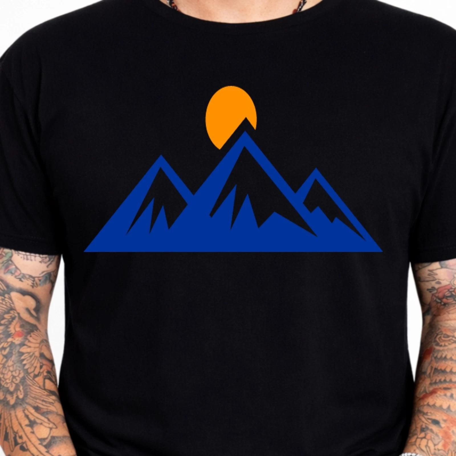 Mountain Peaks Sunrise Graphic T-Shirt Hiking Outdoor Tee Nature Adventure XL
