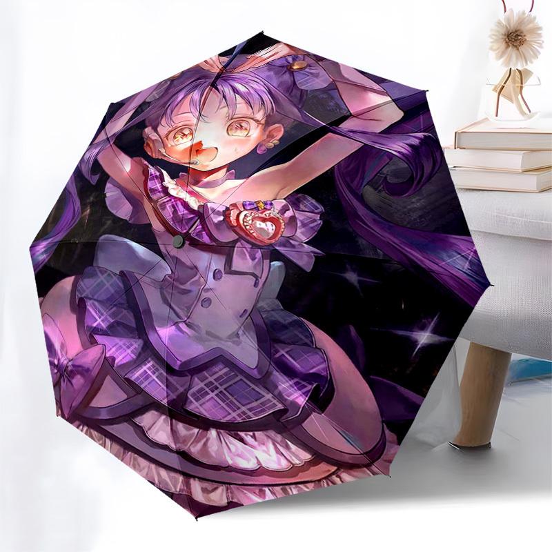 1 Stück Outdoor-Schirm mit süßem Anime-Mädchen-Design - Automatisches Öffnen/Schließen, Tragbares 3-fach faltbares Design, 8-Speichen-Eisenrahmen - Perfektes Geschenk für Fans, T