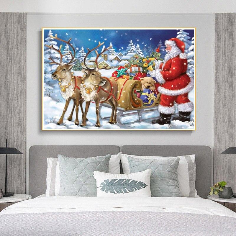 Santa Claus DIY 5D Diamond Painting Full Round Drill Christmas Diamond Embroidery Cross Stitch Kits Gift Wall Art