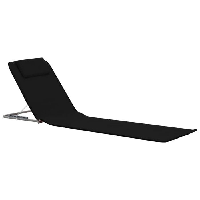 Set de 2 tapis de plage pliables - Noir - 160 x 53 x 47 cm