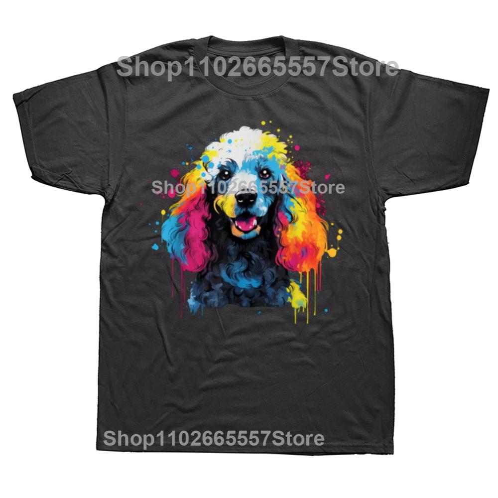 Funny Pop Art Colorful Poodle Dog Lovers Mothers Day Graphic Tshirts Men Casual Tshirt 100 Cotton Loose Oversized T Shirt
