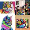 Vibrant Abstract Tiger And Lion Canvas Art For Modern Living Room Decor 40x30cm