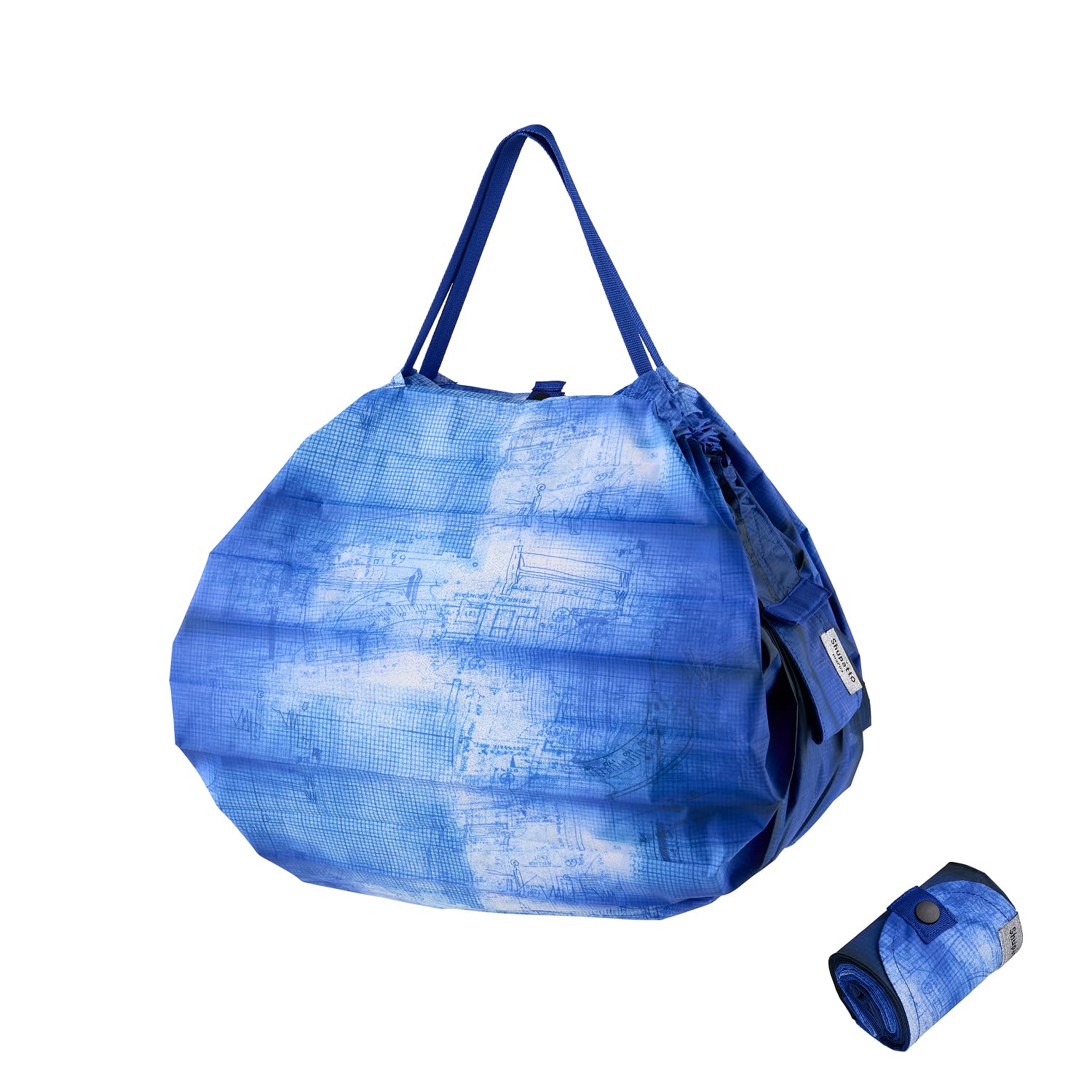 Shupatto Compact Bag M Shupatto Eco Bag Recycled Fabric Up Foldable Shopping Bag S513KB [Marna] (THE ESSENCE/Conceptual Blue) (100% Used/Folds