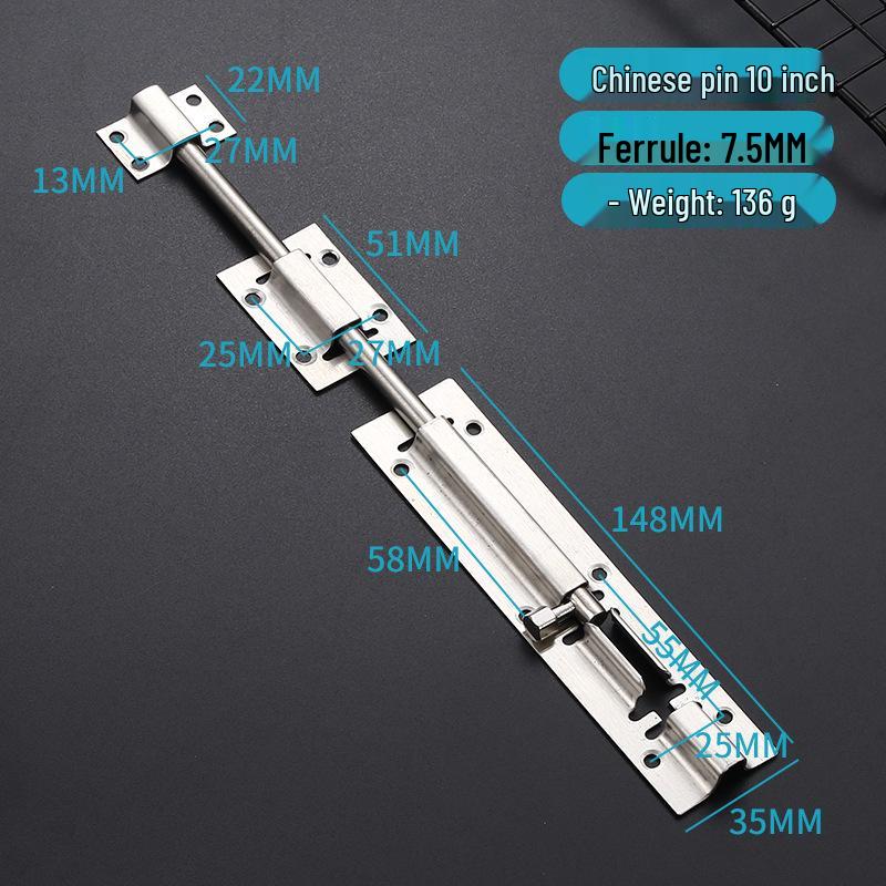 Thickened Stainless Steel Anti-Theft Door & Window Latch: Square Bolt for Cabinets & Doors, Surface-Mounted, Chinese Style