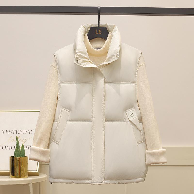 Stand-up Collar Cotton Vest Women's Short Autumn and Winter New Korean Version Labeled Cotton Vest Fashion Temperament Vest Cotton Vest