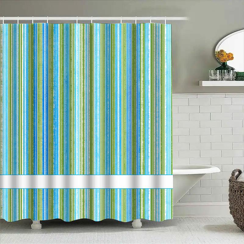 Rideau de douche géométrique aux couleurs vives avec design moderne pour la décoration de salle de bain Tissu imperméable, Entretien facile (Numéro d'article: Ch