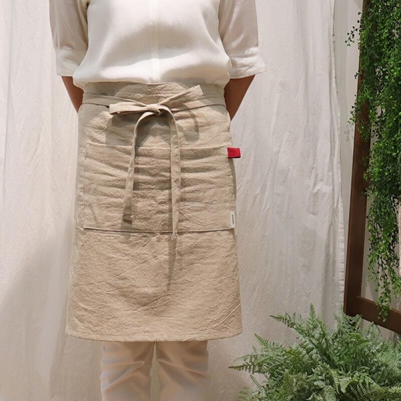 Basic Redring Linen Half Apron (3 Colors) Charcoal