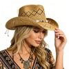 Simple Summer Hollow Straw Hat Ethnic Style Decoration European and American Fashion Beach Hat Rolled Brim Warped Edge Riding Denim Straw Hat