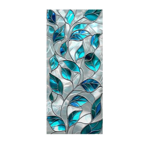 Stained Glass Effect Window Film Geometric Pattern Decorative Static Cling UV Block Heat Control Vintage Rainbow Window Sticker for Living