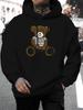 2025 Unisex Casual Versatile Style Fashion Hoodie with Bear Pattern Print - Casual Pullover, Kangaroo Pocket, Stretch Fabric, Machine Washable - Perf