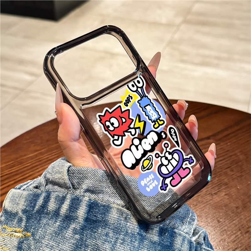 Elegant Cartoon Animal Sticker Phone Case for iPhone 17 Pro and 16 Pro
