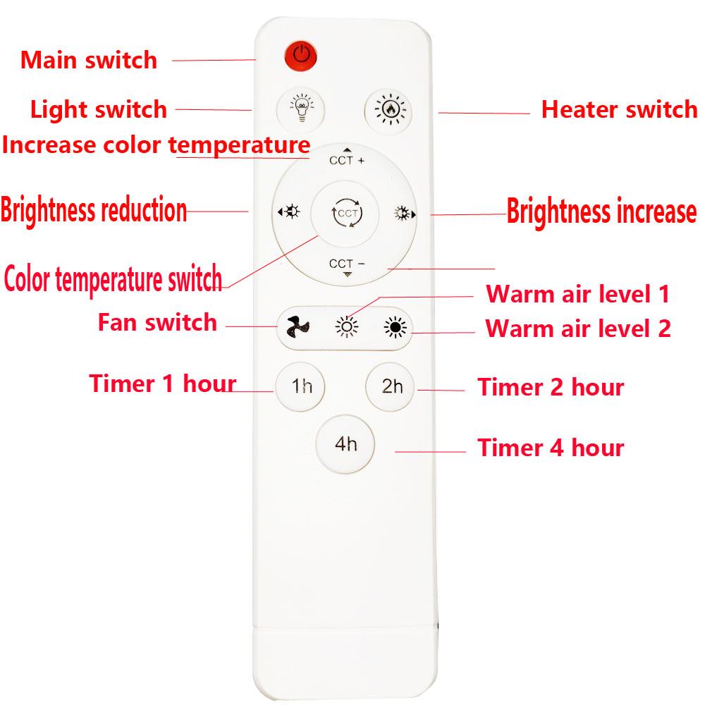 Warm Air Lamp Remote Control High-Power Whole House Heating Dimming Room Spiral E27 Electric Heater Fan Light Ceiling Fan Light
